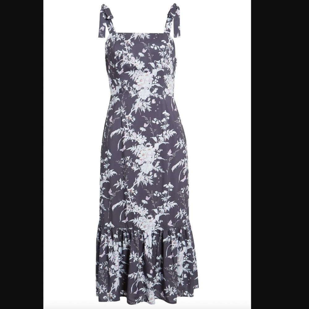 PAIGE Tolucah Floral Print Tie Shoulder Sundress Blue
